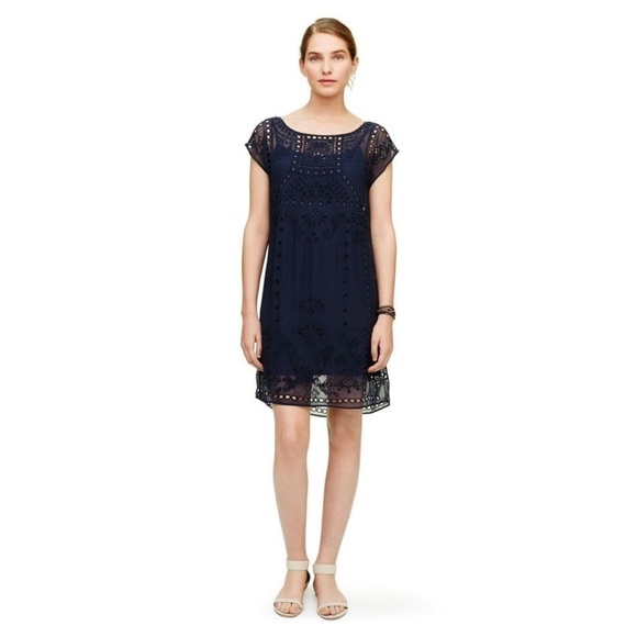 Club Monaco Navy Naoise Embroidered Dress - Picture 4 of 4